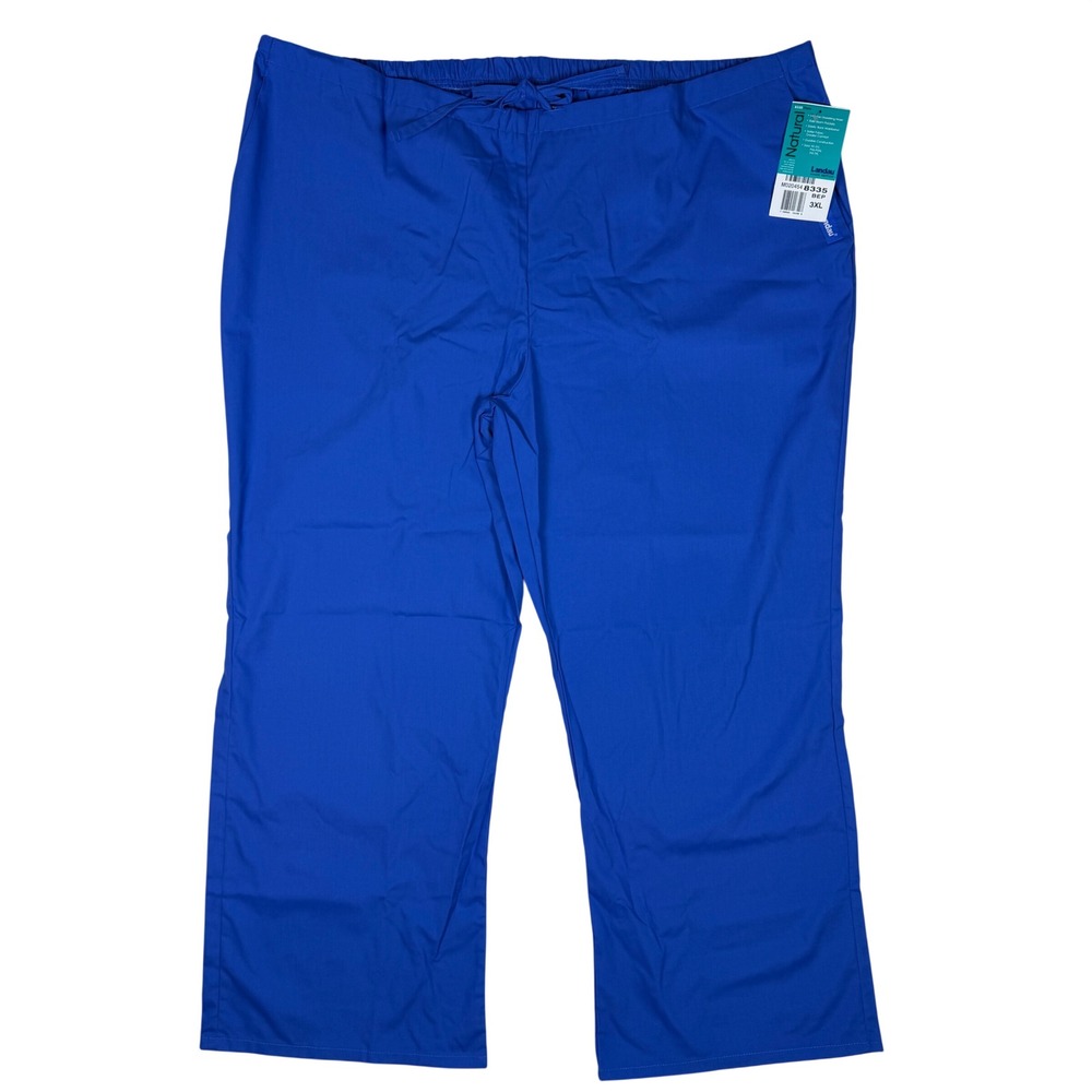 Landau Scrub Pants Womens 3XL Blue 8335 Flare Leg Drawstring Waist NWT